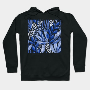 Blue and White Vintage Flower Pattern Hoodie